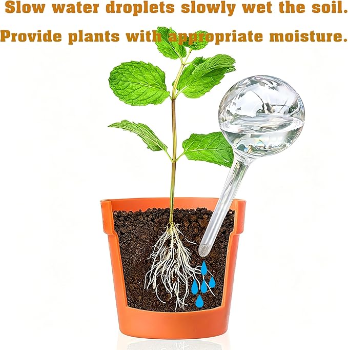 Plant Automatic Watering Devices, Clear Plastic Self-Watering Bulbs Flower Automatic Watering Device While Away Garden Waterer for Plant Indoor Outdoor