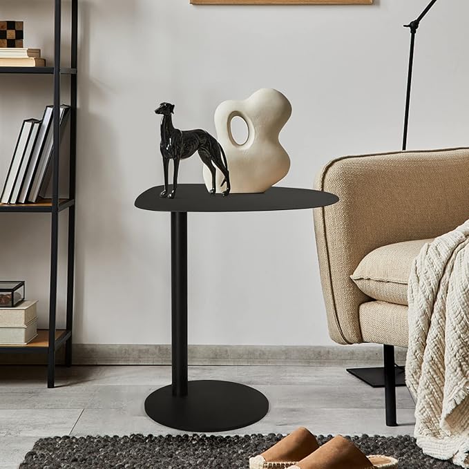C Table End Table,Tray Metal Sofa Side Table, Accent Coffee, Waterproof and Anti-Rust Outdoor&Indoor Snack, Black (Model A)