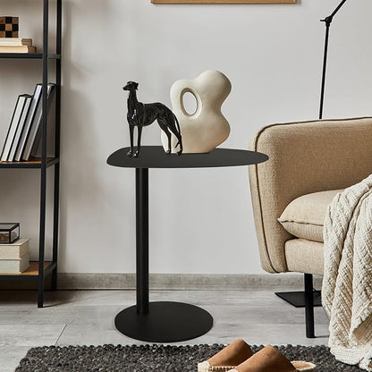 C Table End Table,Tray Metal Sofa Side Table, Accent Coffee, Waterproof and Anti-Rust Outdoor&Indoor Snack, Black (Model A)