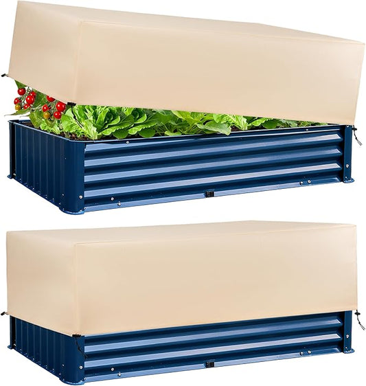 Plant Covers Freeze Protection 2 Pack with Elastic Drawstring, 3.54 oz/yd² Winter Cold Weather Frost Blanket Planter Box Cover for Raised Bed Outdoor Flowers Potted, 59 x 19.6 x 21.6 INCH