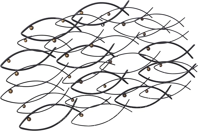 Deco 79 Metal Fish Home Wall Decor Indoor Outdoor Wall Sculpture, Wall Art 36" x 3" x 19", Dark Gray