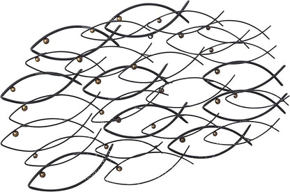 Deco 79 Metal Fish Home Wall Decor Indoor Outdoor Wall Sculpture, Wall Art 36" x 3" x 19", Dark Gray