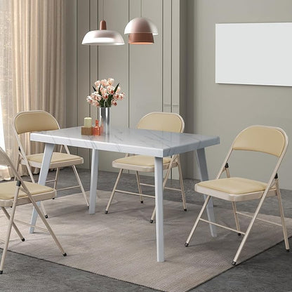 VINGLI 10 Pack Folding Chairs with Padded Seats, Metal Frame with Pu Leather Seat & Back, Capacity 350 lbs, Set of 10, Khaki