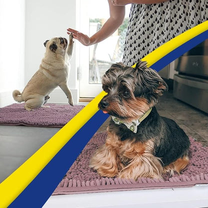 Muddy Mat® | Super Water Absorbent Door Mat Indoor, Microfiber Quick Dry Chenille Entryway Rug, Slip Resistant Front Door Mat, Indoor Mats for Entryway, Machine Washable Pet Rug, Plum 24" x 44"