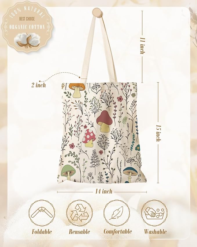 Miss Adola Aesthetic Canvas Tote Bag for Women - Sturdy Cloth Cotton Totes Bag with Pattern Shoulder Bag