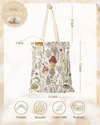 Miss Adola Aesthetic Canvas Tote Bag for Women - Sturdy Cloth Cotton Totes Bag with Pattern Shoulder Bag