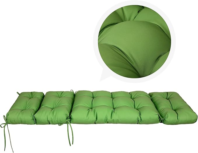 ARTPLAN Outdoor Chasie Lounge Tufted Thick Cushion with Ties,Replacement Wicker Chair Cushion for Paito Fruniture,72x22x4inches,All Weather,Kale Green