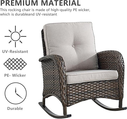 HUMMUH Patio Furniture 7-Piece Outdoor Conversation Set,All-Weather PE Wicker Loveseat Swivel and Rocking Chairs,Tables for Backyard,Poolside,Deck