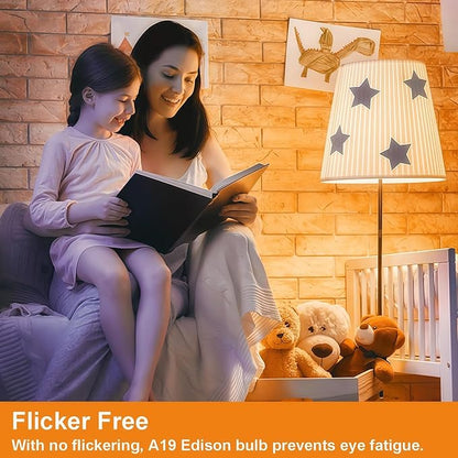 Vinaco A19 Dimmable LED Bulb 2700K Warm White, 4 PCS A19 Edison Bulb, 8W Equal 60W Clear Light Bulbs, Long Lasting 806LM Edison Bulbs E26 LED CRI85+ for Living Room, Chandelier
