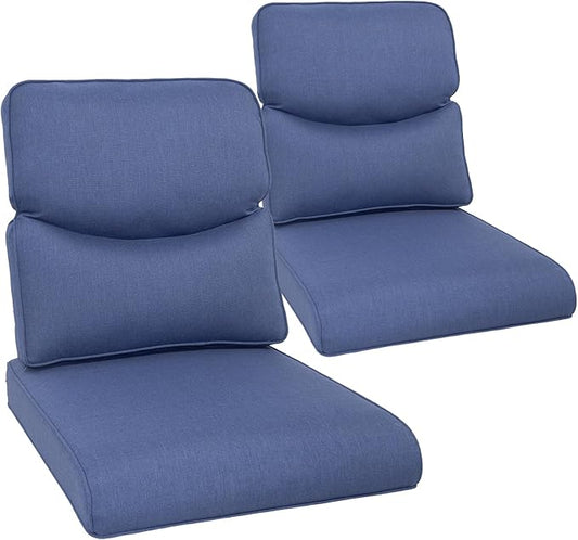 Outdoor Chair Cushion Set of 2, Waterproof Outdoor Seat Cushions 25x22, Patio Chair Cushions for Outdoor Furniture, Couch Cushion Replacement, Include 2 Back & 2 Seat Cushions, Smile/Blue