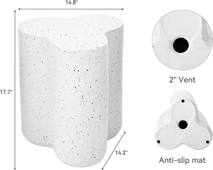 18” Side Table, Modern Outdoor Accent Table with Painted Faux Terrazzo-Look, Durable Lightweight Coffee Table Art Decor, Outside Garden Stool with Weatherproof MGO for Indoor Porch Garden