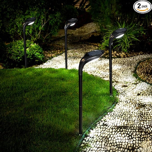 Solar Outdoor Pathway Lights, 4 Pack, Waterproof IP65, Stylish Snake Head Shape Design, Warm/Cool Light Dual Modes Switchable, Efficient Landscape Lighting for Garden, Walkway, Patio