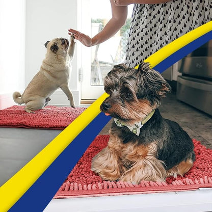 Muddy Mat® | Super Water Absorbent Door Mat Indoor, Microfiber Quick Dry Chenille Entryway Rug, Slip Resistant Front Door Mat, Indoor Mats for Entryway, Machine Washable Pet Rug, Red 24" x 72"