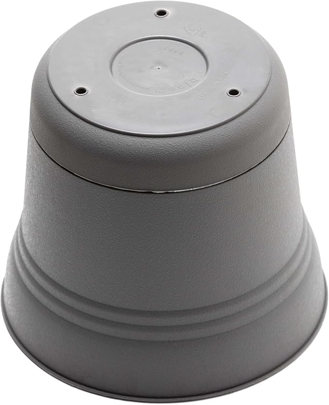 Bloem Saturn Round Planter with Saucer Tray: 12" - Charcoal - Durable Plastic Pot, Matte Finish, Removable Saucer, for Indoor & Outdoor Use, Gardening, 3 Gallon Capacity
