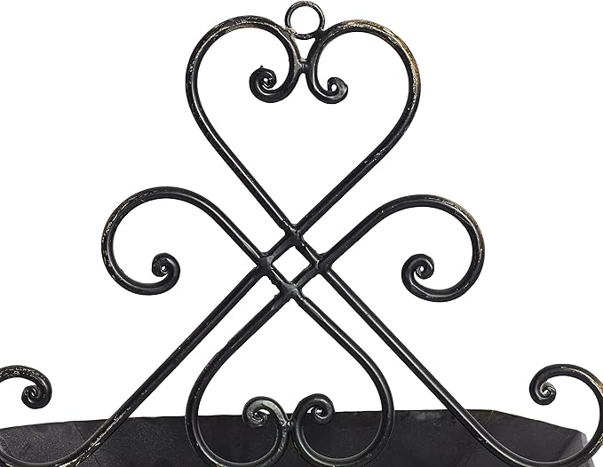 Deco 79 Metal Scroll Indoor Outdoor Wall Planter Indoor Outdoor Weathered Hanging Hanging Planter with Fleur-De-Lis Accent, Set of 2 Plant Hanger 22", 18"H, Brown