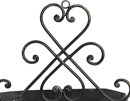 Deco 79 Metal Scroll Indoor Outdoor Wall Planter Indoor Outdoor Weathered Hanging Hanging Planter with Fleur-De-Lis Accent, Set of 2 Plant Hanger 22", 18"H, Brown