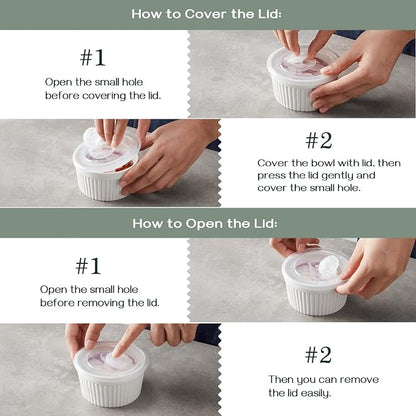 DOWAN Ramekins with Lids 4 oz Oven Safe for Creme Brulee Souffle, Ceramic Custard Cups for Baking, Small Bowls for Pudding Dip Ice Cream, Set of 6, Vibrant Colors