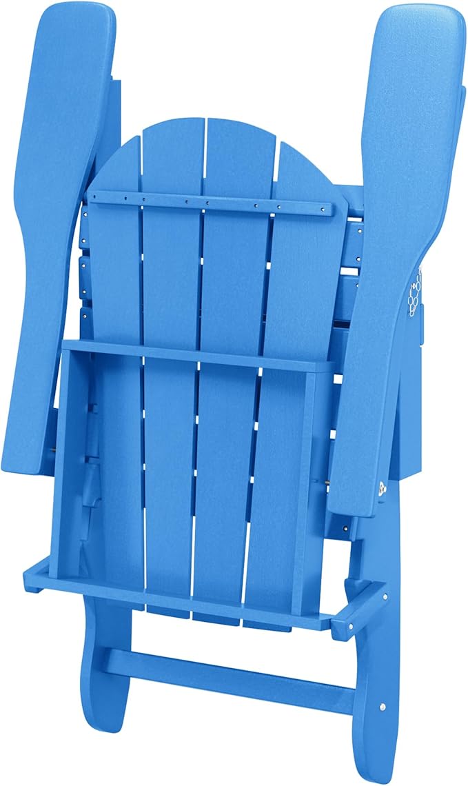 Westin Outdoors Laguna WO Home Furniture Adirondack Chair 4 PC Set Classic Outdoor Patio Folding Chair for Bon Fire Pit Lawn Backyard Beach Plastic Weather-Resistant (Pacific Blue)