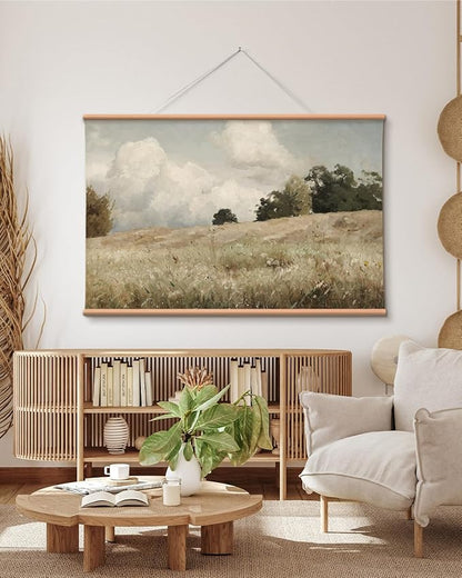 VIYYIEA Extra Large Canvas Wall Art, 36x54 Inch Vintage Landscape Painting, Neutral Pastoral Nature Wall Decor for Living Room or Bedroom, Above Sofa