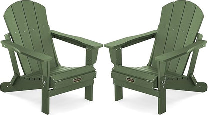 SERWALL Foldable Adirondack Chair Set of 2 for Patio Garden Outdoors Fire Pit Chairs-Avocadogreen