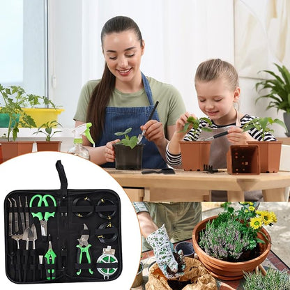 Bonsai Tools Kit 20 Pcs Garden Tools Set for Starters, Gardening Gifts for Women Men Includes Bonsai Wire Kit, Plant Mat, Pruning Shears, Bonsai Scissors, Succulent Tools in Leather Storage Bag