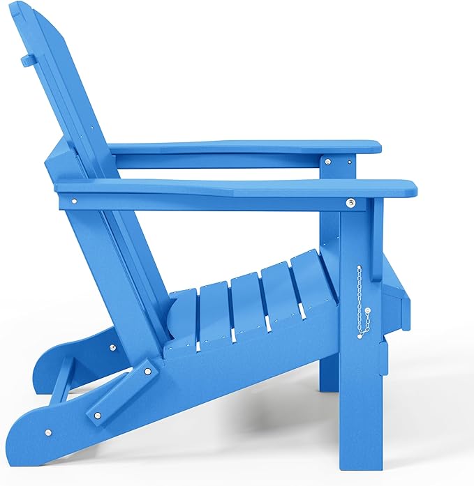 WestinTrends Malibu 4-Piece Set Outdoor Folding Poly Adirondack Chair, Pacific Blue