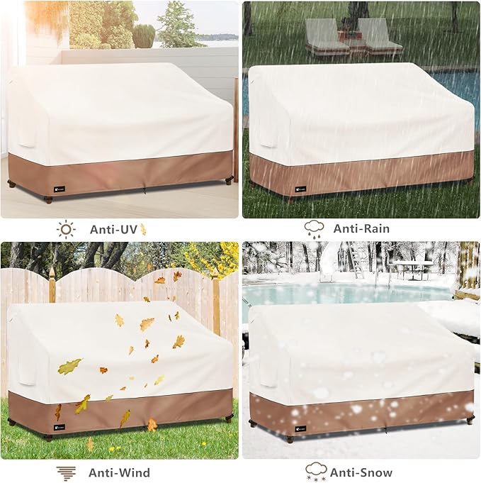 Outdoor Couch Cover for Patio Furniture - Heavy Duty Waterpoof All-Weather 3-Seater Patio Sofa Cover, 76"x32"x33" (Beige)