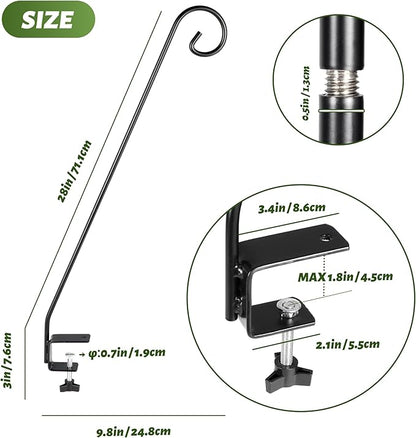 MIXXIDEA 2 Packs Heavy Duty Deck Rail Pole Deck Hook, Extensible and Adjustable Deck Hook for Hanging Bird Feeder, Plants, Suet Baskets,Wind Chimes,Lanterns