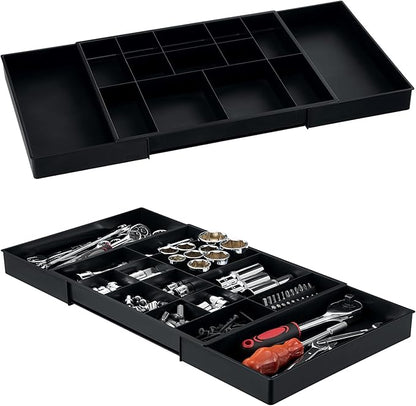 ONREVA Tool Box Organizer Tray Divider Set, Expandable Large Toolbox Storage Tray Kit, Rolling Tool Chest Drawer Bins, Hardware Screwdrivers Pliers Organization, 2pcs low profile Trays.