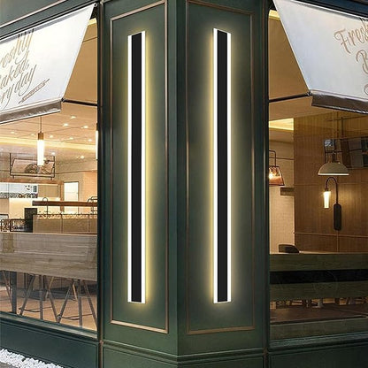 Mikeru Modern Long LED Wall Light, 3000k-6000k Dimmable Outdoor Wall Sconce 70.8inch Black Outdoor Exterior Lights with Remote Control Ip65 Waterproof Anti-Rust Linear Long Porch Lights