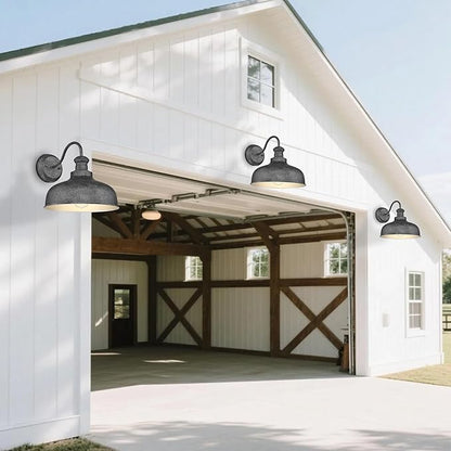 Outdoor Gooseneck Barn Light, Outside Wall Sconce, Weather Resistant Anti-Rust Farmhouse Exterior Wall Lantern for Porch, Garage, Patio, Entryway (Antique Black, 8 Pack)
