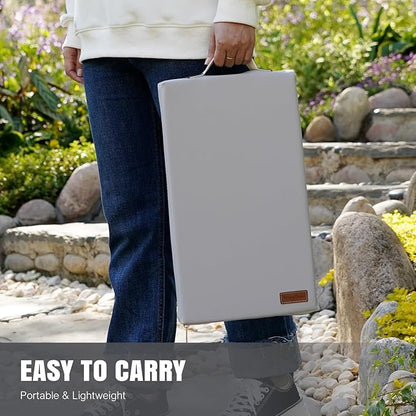 HappyPicnic Waterproof Garden Kneeling Pad - 2" Thick Soft Foam Kneeling Mat for Gardeners with Handle & Removable Cover, Knee Support for Bathing, Grey