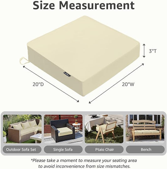 PatioGlow Outdoor Chair Cushions 20 x 20 x 3 Inch, Waterproof & Fade Resistant Patio Seat Cushion for Furniture with Handle and Ties, Thick Seating Pads for Outside Sofa Couch Set of 2, Yellow
