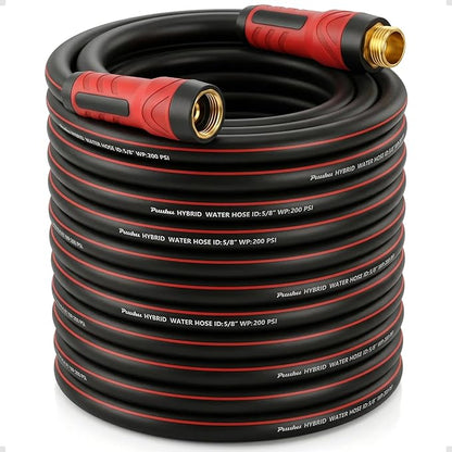 Garden Hose 100ft x 5/8", NON-EXPANDABLE Heavy Duty Premium Flexible Water Hose, No Kink, Leakproof, Lightweight Hybrid Hose with Male to Female Fittings for Household&Backyard