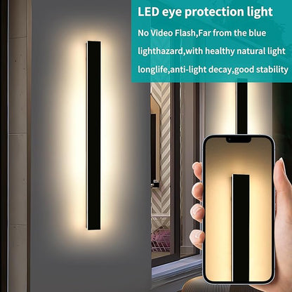 Mikeru 57inch Long LED Wall Light Fixtures, 10%-100% Dimmable Black Exterior Wall Sconces, 3000k-6000k Acrylic Invisible Exterior Wall Light for Porch Modern Outdoor Wall Mount Lighting