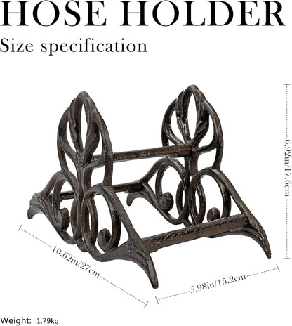 Garden Hose Holder Wall Mount – Heavy Duty Cast Iron Hose Hanger, Hose Holders For Outside Wall Mount, Patio, Yard, or Villa （decorative hose holder）