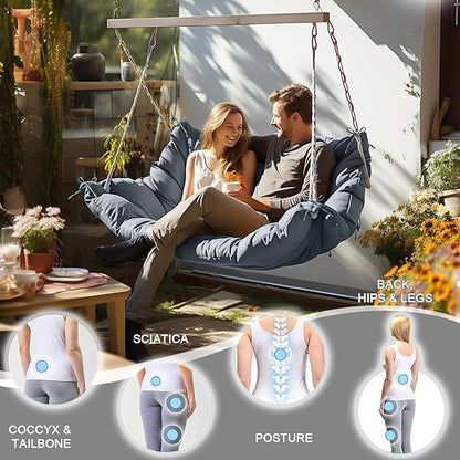 Outdoor Swing Cushions 3 Seater Waterproof, Replacement Bench Cushions for Outdoor Patio Furniture with Backrest, Porch Swing Cushion with Ties for Lawn and Garden (Light Gray, 40x60in)
