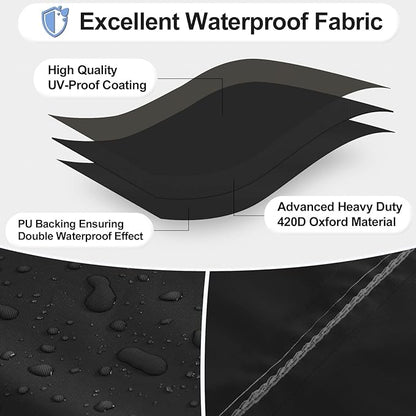 OutdoorLines Outdoor Waterproof Patio Table Furniture Set Covers - Rectangle Couch Sectional Cover Outside Weatherproof Patio Furniture Covering for Deck, Lawn and Backyard 110"L x 84"W x 28"H, Black