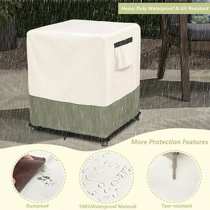 Outdoor Ottoman Cover 32 W x 32 D x 18 H inches,600D Heavy Duty Waterproof Patio Ottoman Cover,Patio End Table Covers