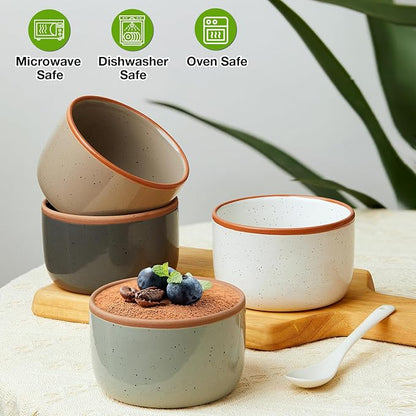 Morandi Color Ramekins Set of 6, 8 oz Creme Brulee Ramekins Oven Safe, Porcelain Ramekin Bowls, Mini Cheesecake Pans, Small Baking Dish, Dipping Sauce Bowls, Ramekin for Baking Souffle, Ice Cream