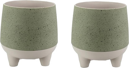 The HC Companies Orion Self Watering Planter - Lightweight Indoor Plastic Plant Pot for Herbs and Flowers (10" Sage, Pack of 2)