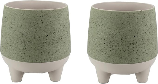 The HC Companies Orion Self Watering Planter - Lightweight Indoor Plastic Plant Pot for Herbs and Flowers (10" Sage, Pack of 2)