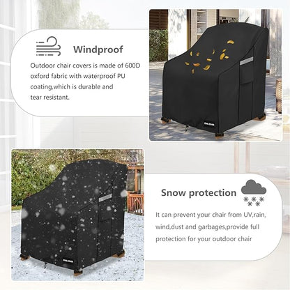Outdoor Chair Covers 32" W x 35" D x 36" H,600D Heavy Duty Waterproof Patio Chair Cover,Outdoor Furniture Covers for Lawn/Garden Chiar,Black