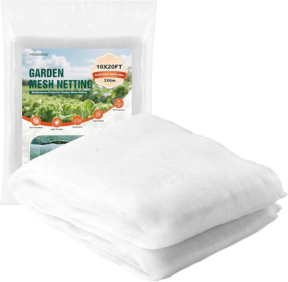 Garden Netting, Fine Mesh Insect Netting, 10x20FT, Plant Cover Raised Bed, Row Cover Makes Plants, Vegetables, Fruits, and Flowers Grow Better