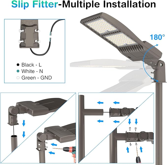 480V 400W LED Parking Lot Light 56000LM with Dusk to Dawn Photocell, 5000K Shoebox Pole Light with Slip Fitter, ETL Listed, IP65 Waterproof Commercial Street Area Lighting for Yard, Driveway, Gym