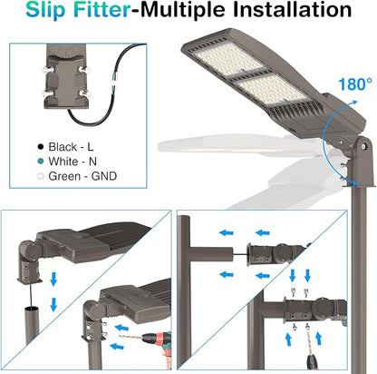 480V 400W LED Parking Lot Light 56000LM with Dusk to Dawn Photocell, 5000K Shoebox Pole Light with Slip Fitter, ETL Listed, IP65 Waterproof Commercial Street Area Lighting for Yard, Driveway, Gym