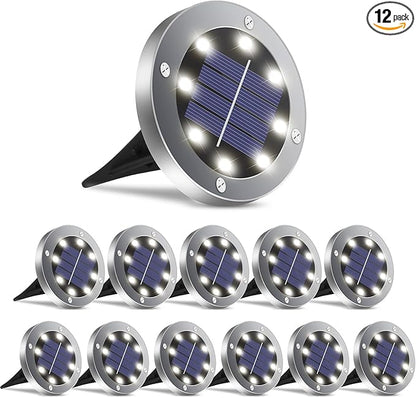 OULONGER 4.6inch Solar Lights Outdoor Waterproof,12Pack Solar Lights for Outside,Solar Garden Lights Landscape Lighting for Patio Pathway Lawn Yard Deck Driveway Walkway(White Light)