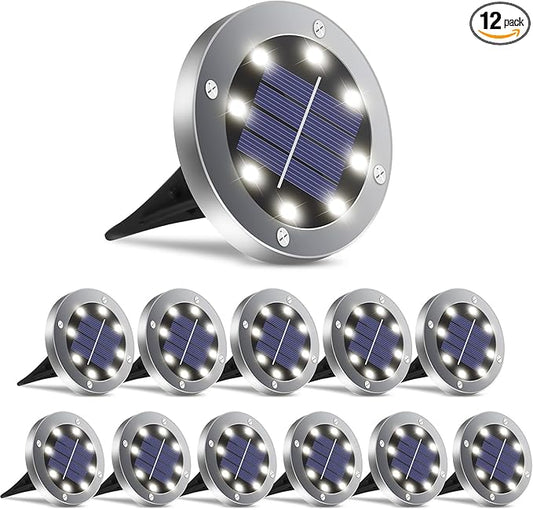 OULONGER 4.6inch Solar Lights Outdoor Waterproof,12Pack Solar Lights for Outside,Solar Garden Lights Landscape Lighting for Patio Pathway Lawn Yard Deck Driveway Walkway(White Light)