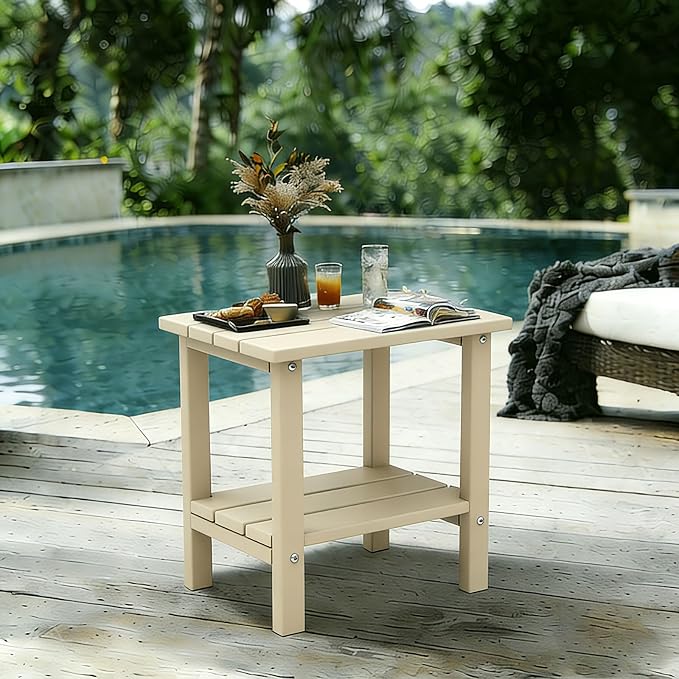 OTSUN Adirondack Outdoor Side Table, HDPE Small Outside Side Table Weather Resistant Easy Maintenance for Patio Porch Deck & Backyard