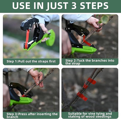 Suca Plant Tying Machine, Lightweight Plant Tying Tape Tool to Tie Up Vine Quickly, Tie Tapener Gun with Tapes and Staples Green